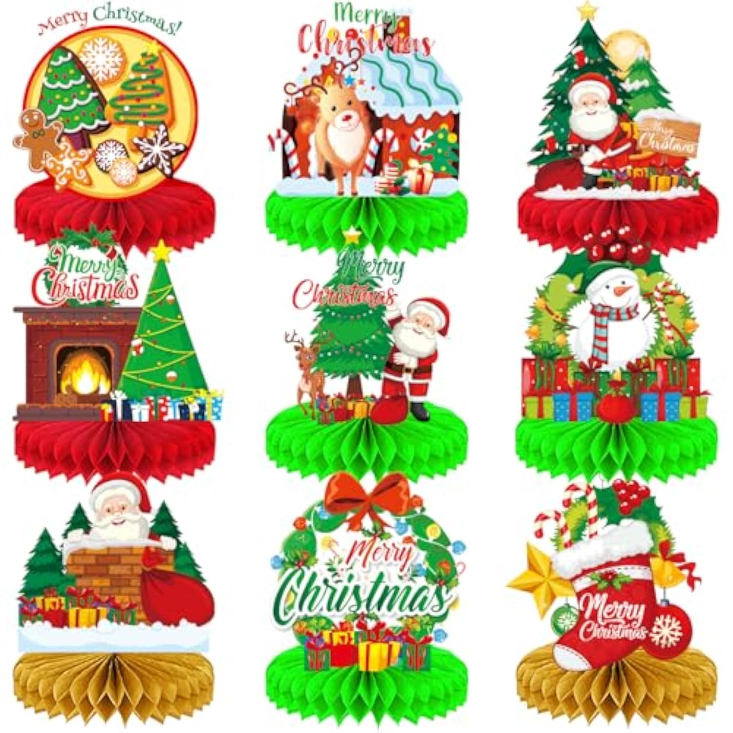9-Piece Christmas Table Centerpieces for Holiday Party Decorations