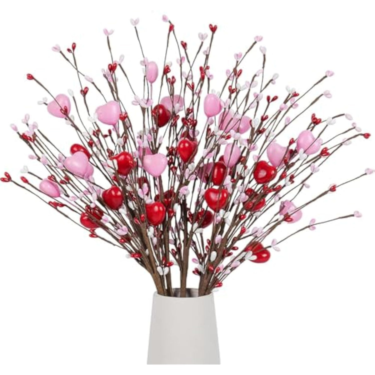 Valentines Day Decorations 4 Pcs Artificial Valentine Day Flowers Valentines Day Berry Picks With Red And Pink Heart Shaped For Valentine'S Day Anniversary Wedding Ornaments