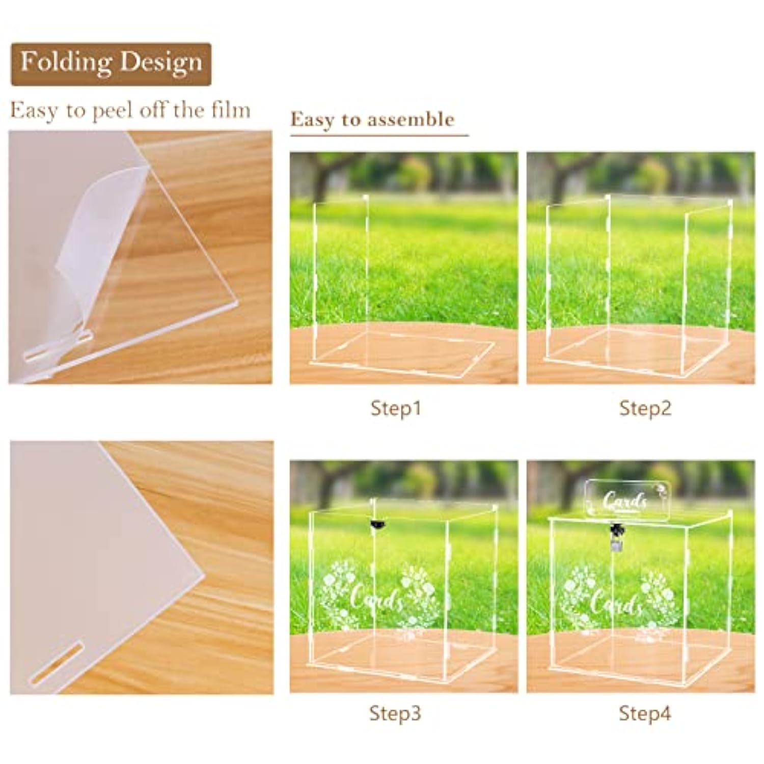 Acrylic Card Box With Lock Gift, Money Holder For Wedding Reception, Anniversary, Birthday & Graduation Decorations (Clear)