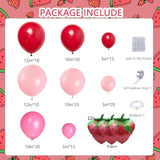 142 Pcs Strawberry Balloon Garland Arch Kit,Red,Pink,Light Pink,Strawberry Foil Balloon For Berry First Birthday Decorations,Baby Shower,Strawberry Party Decorations