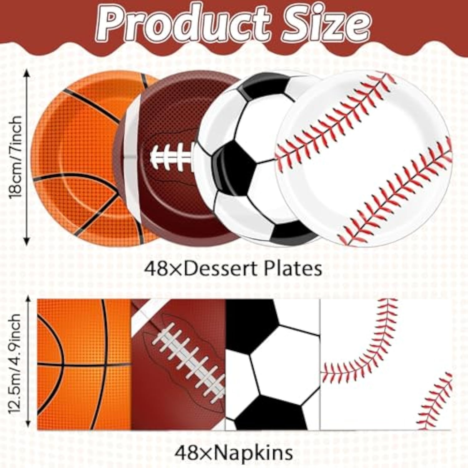 96 Pcs Sports Birthday Party Decoration Sport Disposable Paper Plates Napkins Basketball Football Baseball Dessert Cake Tableware Supplies Rugby Theme Activities Game Party Dinnerware Favor