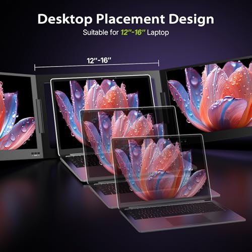 Laptop Screen Extender, 15.6" 1080P Triple Portable Monitor Extender With Ultra-Slim Full Hd Ips Display, Usb-C Plug And Play Travel Dual Monitor For 12"-16" Laptops (Windows Only)