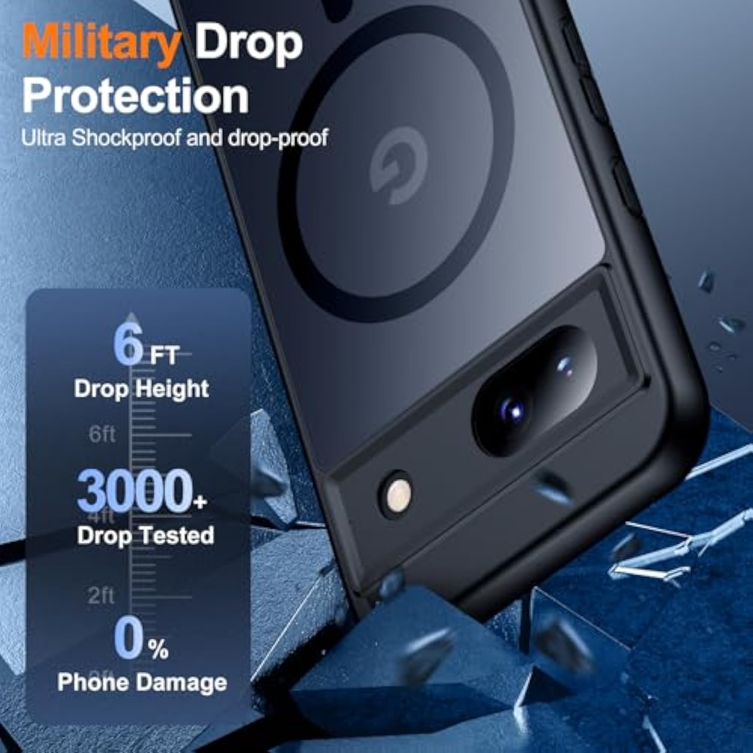 Magnetic For Google Pixel 8A Case, [Military Drop Protection] [Anti-Fingerprint] Slim Translucent Matte Back Durable Phone Case,Black