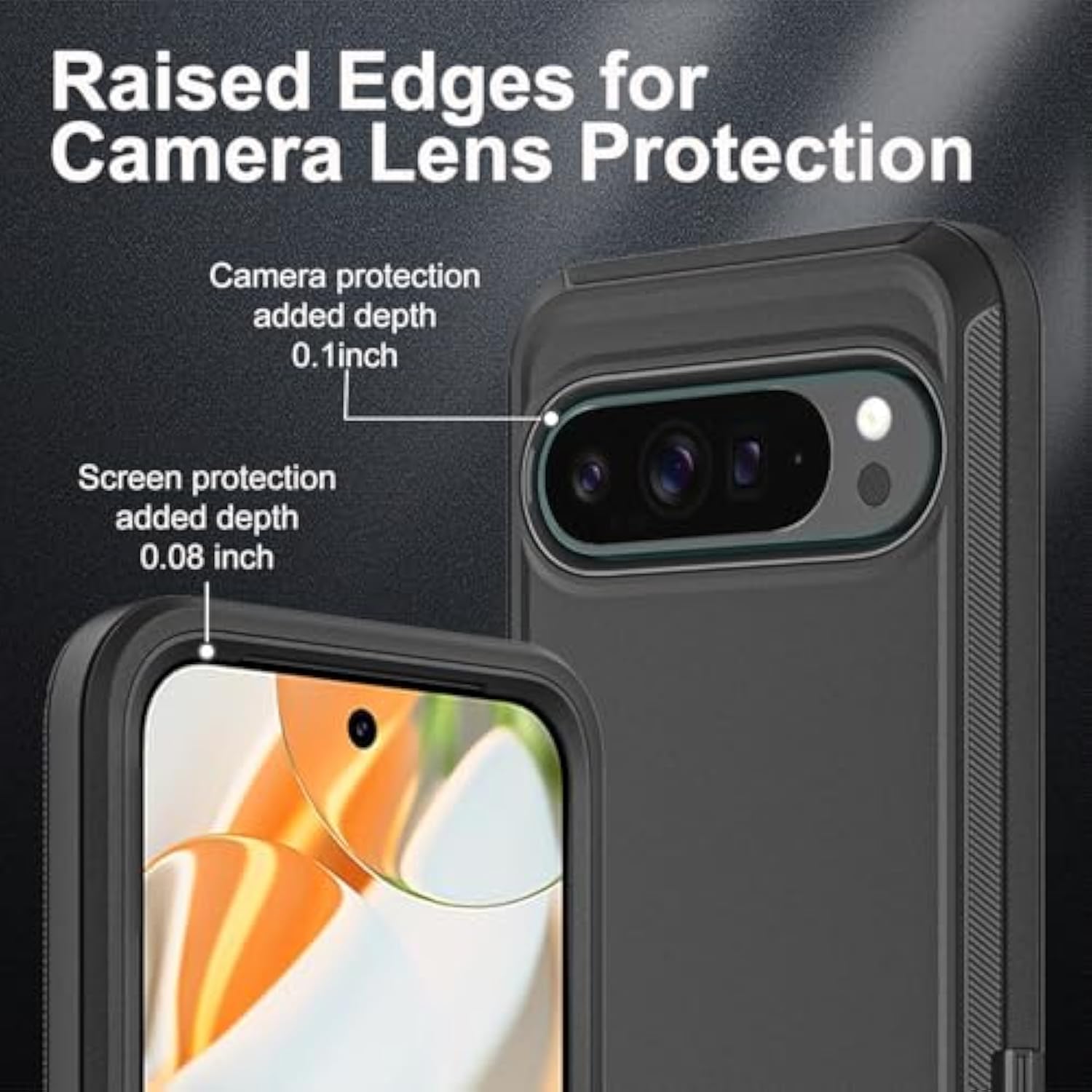 For Google Pixel 9 Case/Pixel 9 Pro Case, Grade 3 In 1 Heavy Duty Shockproof/Drop Proof/Dust Proof Case With 2Pcs Tempered Glass Screen Protector (Black/Black)