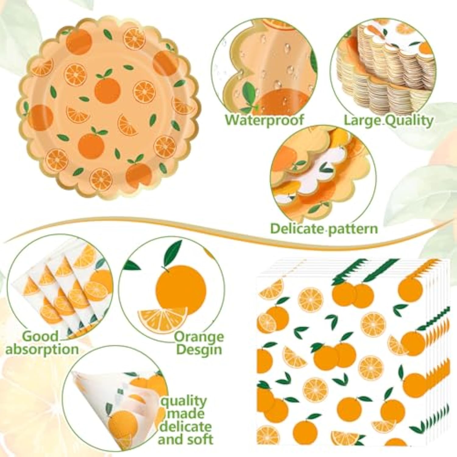 400 Pcs Orange Party Supplies For 50 Guest Cutie Is On The Way Disposable Plates Napkin Cup Spoon Fork Knives For Tangerine Summer Outdoor Picnic Birthday Baby Shower Party Supplies