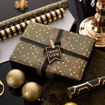 Wrapping Paper Roll Set - Black And Gold Foil Stripe, Geometric Patterns Luxury Gift Wrap For Graduation, Wedding, Bridal Shower, Birthday - 3 Rolls: 17 Inch X 120 Inch Per Roll