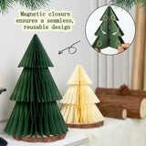 Paper Christmas Tree, 4 Pcs Paper Christmas Ornaments Party Decorations, 3D Honeycomb Xmas Trees, Holiday Home Decor, Christmas Table Centerpiece