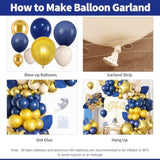 124pcs Navy Blue Gold Balloon Arch Kit with Star Balloons for Party & Celebration