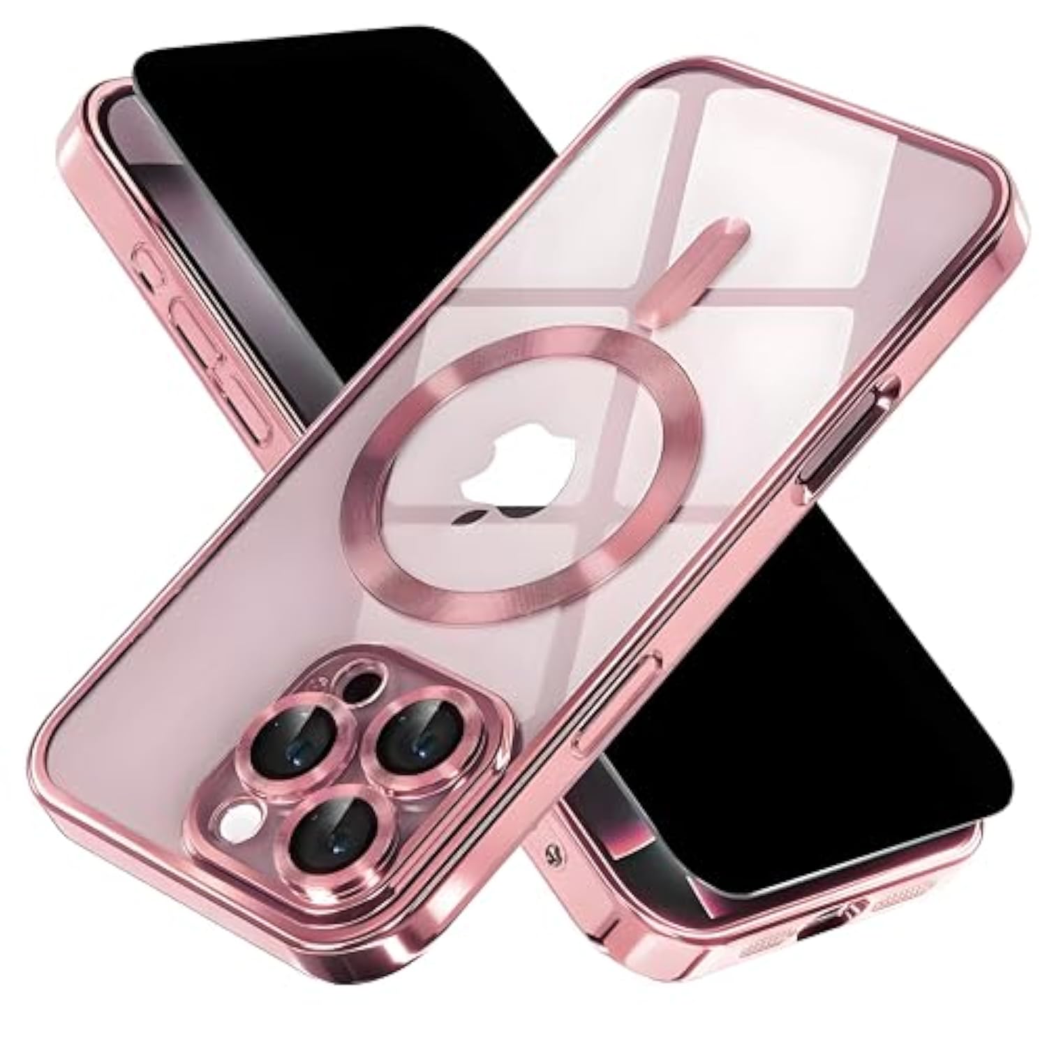 For Iphone 16 Pro Max Soft Cases Women And Privacy Screen Protector Built In Camera Cover,[Non-Yellowing] Compatible With Magsafe Magnetic For 16 Promax,Rose Gold