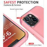 Heavy Duty Protection Phone Case Cover for Apple iPhone 14 with Tempered Glass Screen and Camera Lens Protector, Pink