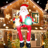 10 Ft Christmas Inflatable Outdoor Decoration Giant Sitting Santa Claus Christmas Inflatables With Led Lights Climbing S