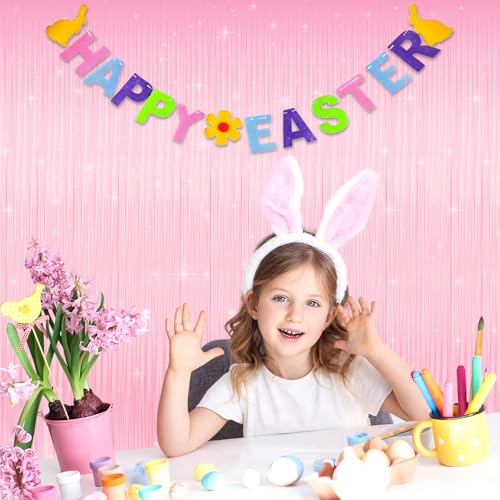 Pastel Pink Tinsel Backdrop with Extra Backup Tape for Birthday
