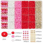 Red Clay Bracelet Kit - Heishi Beads, Clay Charms, Gold Spacer Beads - Jewelry Making & Friendship Bracelet Kit For Valentine'S Day, Crafts, Raves, Gifts