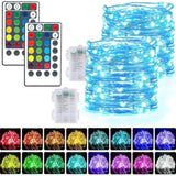 Fairy String Lights Battery Operated 16 Colors Changing Sliver Wire Lights 2 Ps 16.5 Ft 50 Led, Larger Rgb Bright Lights