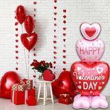 Valentines Day Balloons, Large Pink Red Hearts Love Standing Balloons for Valentines Party Decorations, 58In x 31In 3D Happy Valentine’s Day Foil Balloons Galentines Day Wedding Decor