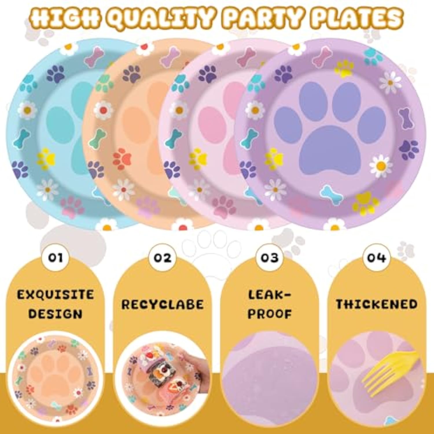 96 Pcs Blue Dog Birthday Party Plates And Napkins Set Pink Blue Plates Daisy Flower Napkins Dog Paw Tableware For Baby Shower Puppy Theme Birthday Party Supplies