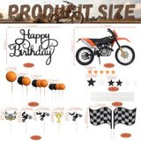Dirt Bike Cake Topper, 31 Pcs Motorcycle Birthday Party Decorations, Dirtbike Cupcake Toppers For Motocross Race Car Theme Birthday Party Decor Supplies (Orange)