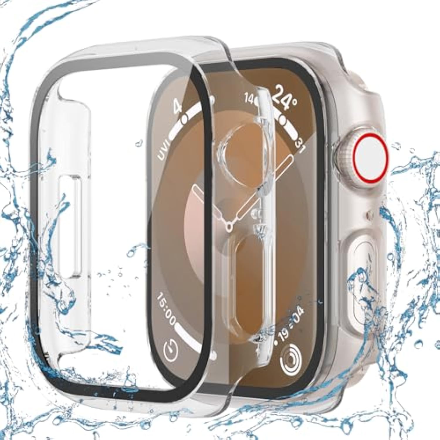 2 Pack Waterproof Case Compatible With Apple Watch 44Mm Se3/Se2/Se/6/5/4 With Tempered Glass Screen Protector, Full Protective Hard Pc Bumper Face Cover For Iwatch 44 Mm Clear*2