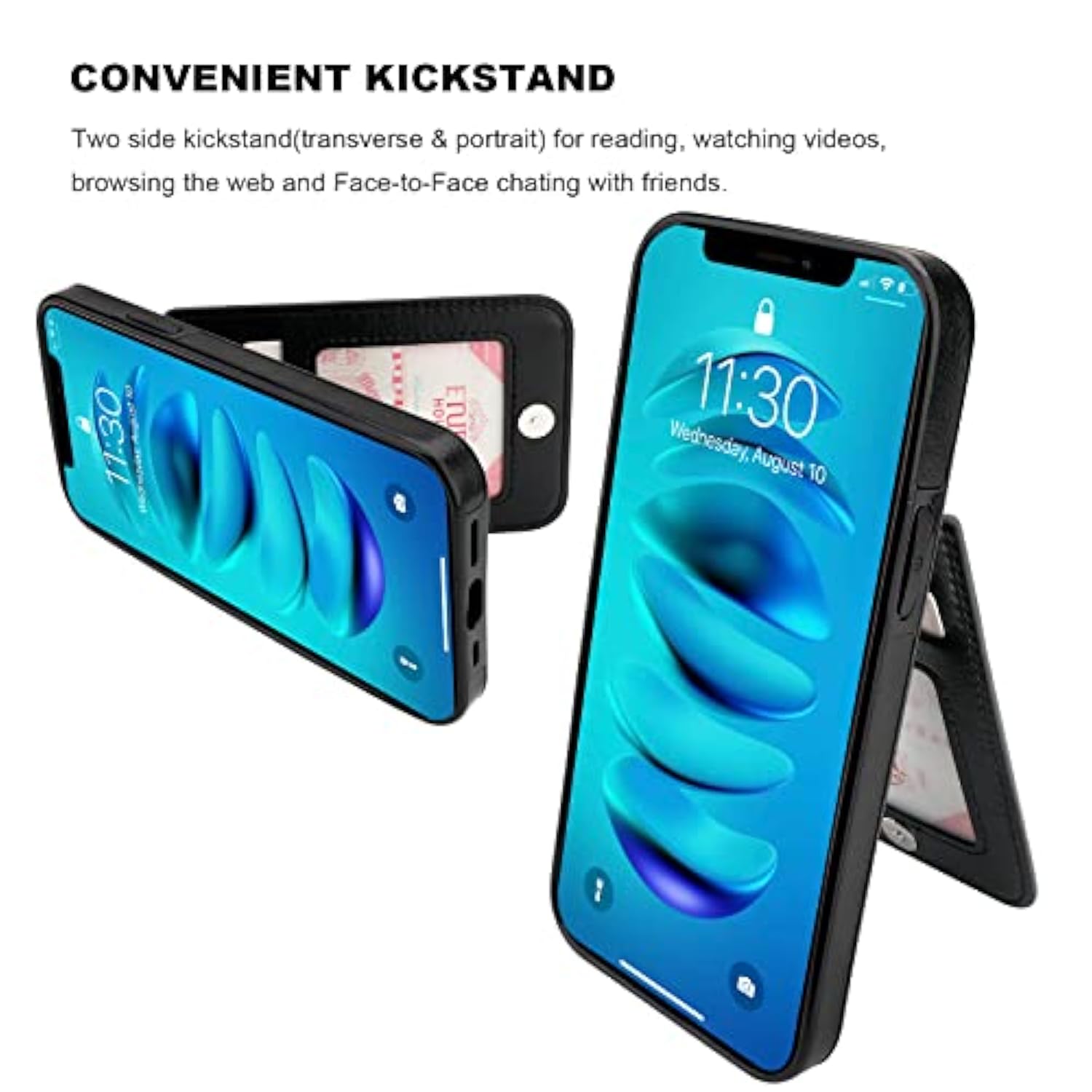 Compatible With 14 Pro Case Wallet With Credit Card Holder, Flip Premium Leather Magnetic Clasp Kickstand Heavy Duty Protective Cover For 14 Pro 6.1 Inch (Black)