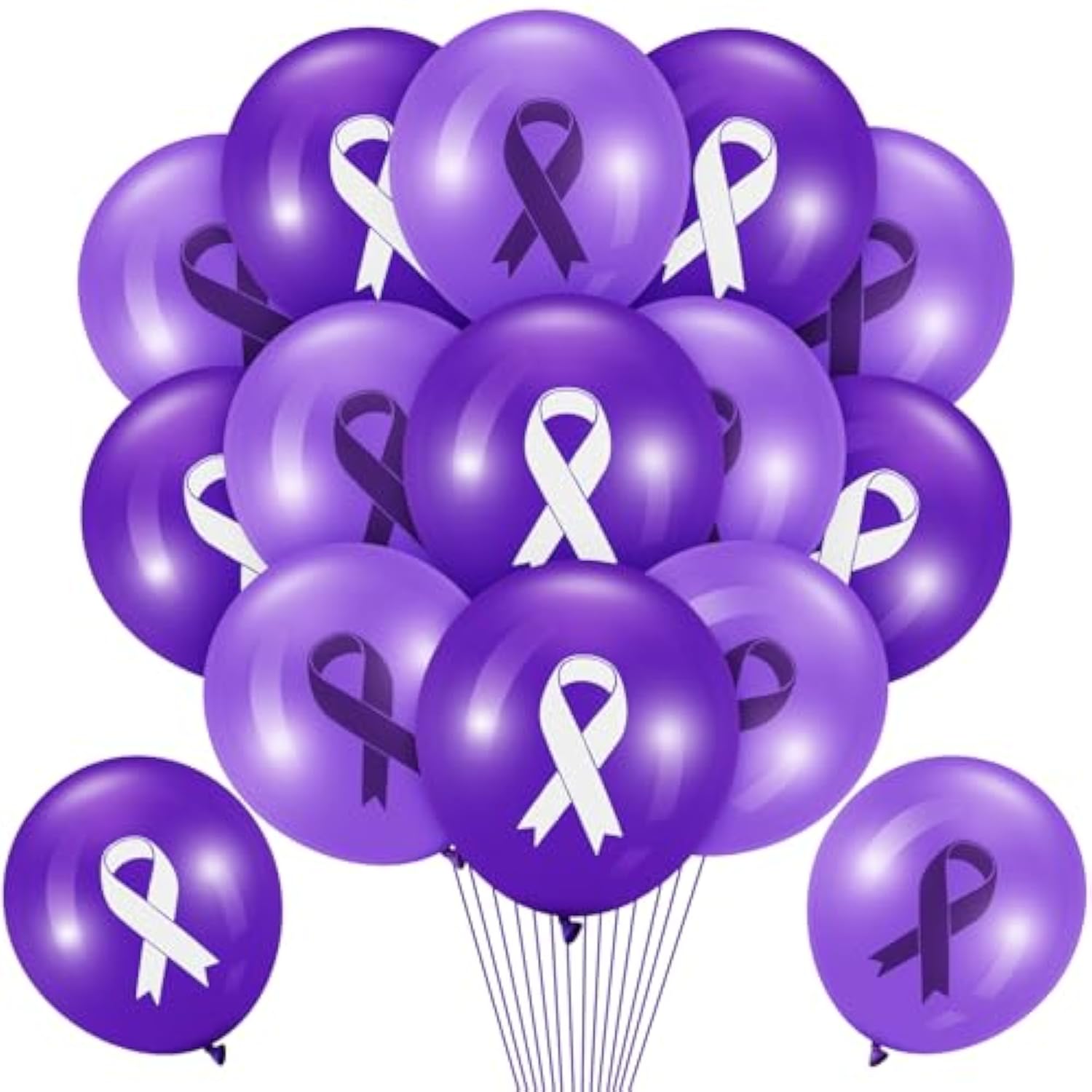 100 Pcs Cancer Awareness Purple Ribbon Balloons Domestic Violence Awareness Alzheimers Balloons Arch For Pancreatic Cancer Ribbon Party Purple Decorations Supplies