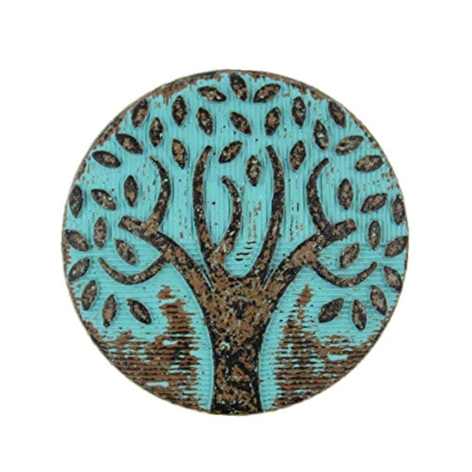 10 Pieces Big Tree Pattern Green Patina Varnished Metal Shank Buttons.