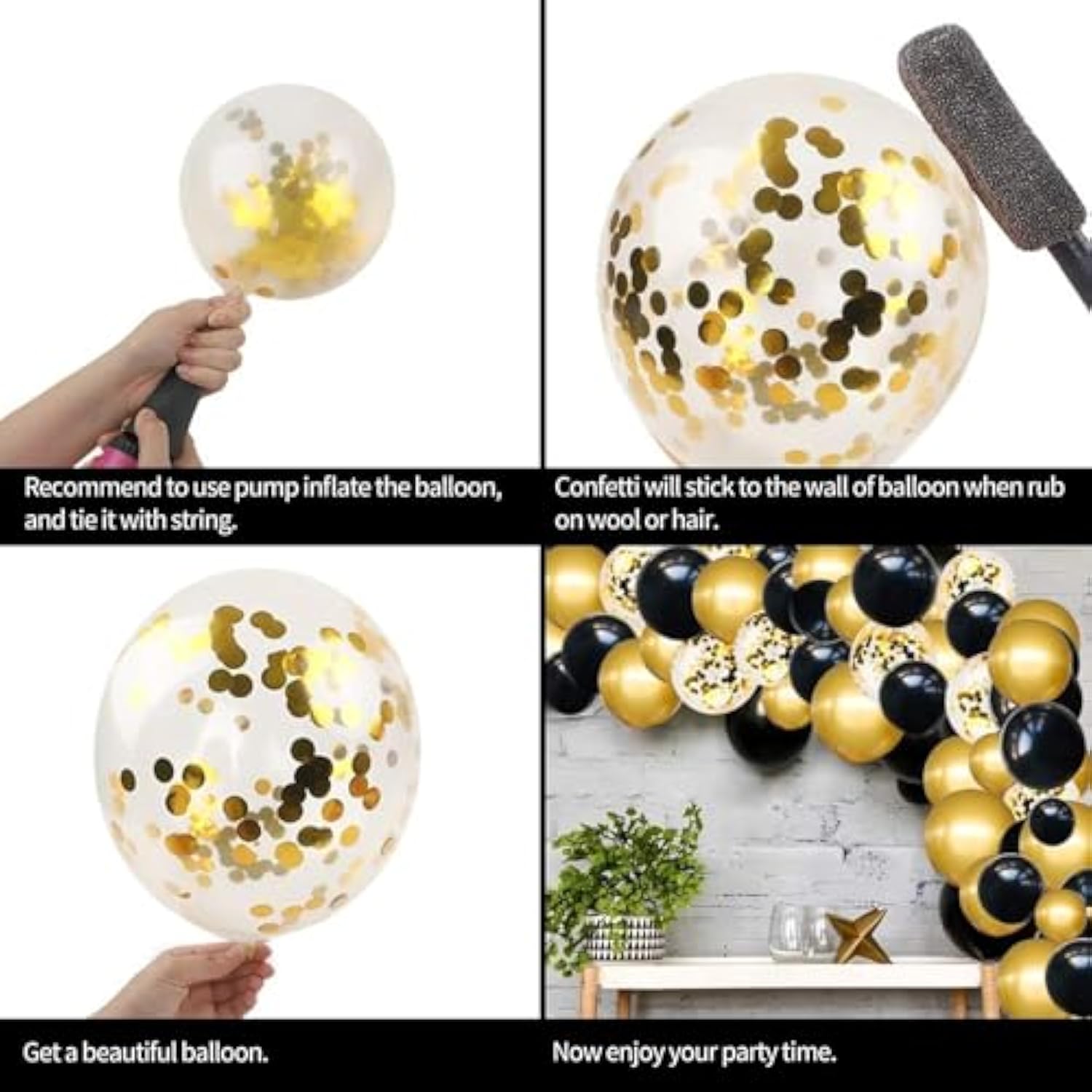 110pcs Black & Gold Balloon Garland Kit for Graduation, Birthday  Wedding Decor