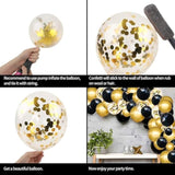 Black And Gold Balloons Garland Arch Kit With Black Gold Confetti Ball