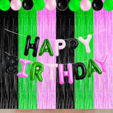 3 Pack Pink Black Green Foil Fringe Curtains Halloween Backdrop Streamers Party Decor