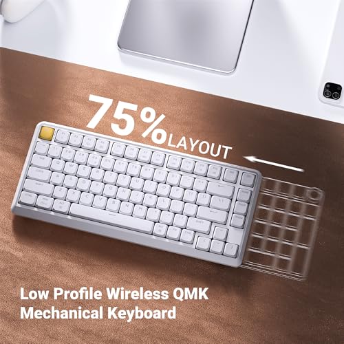 J1 Low-Profile Wireless Mechanical Keyboard - Qmk/Via Rgb Backlit, 2.4G/Bluetooth/Usb-C Triple Mode, 75% Layout Pbt Keycaps, Brown Tactile Switch, Mac/Win/Linux Compatible - Black