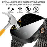 3-Pack For Apple Watch Ultra/Ultra 2 49Mm Privacy Screen Protector Case, [Anti-Peeping] Ultra-Thin Tempered Glass Case Cover For Iwatch Series 8 /Iwatch Series 9 Ultra/Ultra 2 49Mm