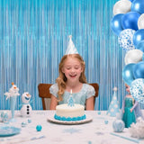Light Blue Tinsel Fringe Curtain Backdrop 2-Pack for Party Decorations 3.3x6.6Ft