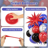 58Pcs Red Blue Black Balloons 12 Inch Metallic Silver Balloon Decorations For Man Boys Kids Hero Birthday Party Decor Backdrop Supplies