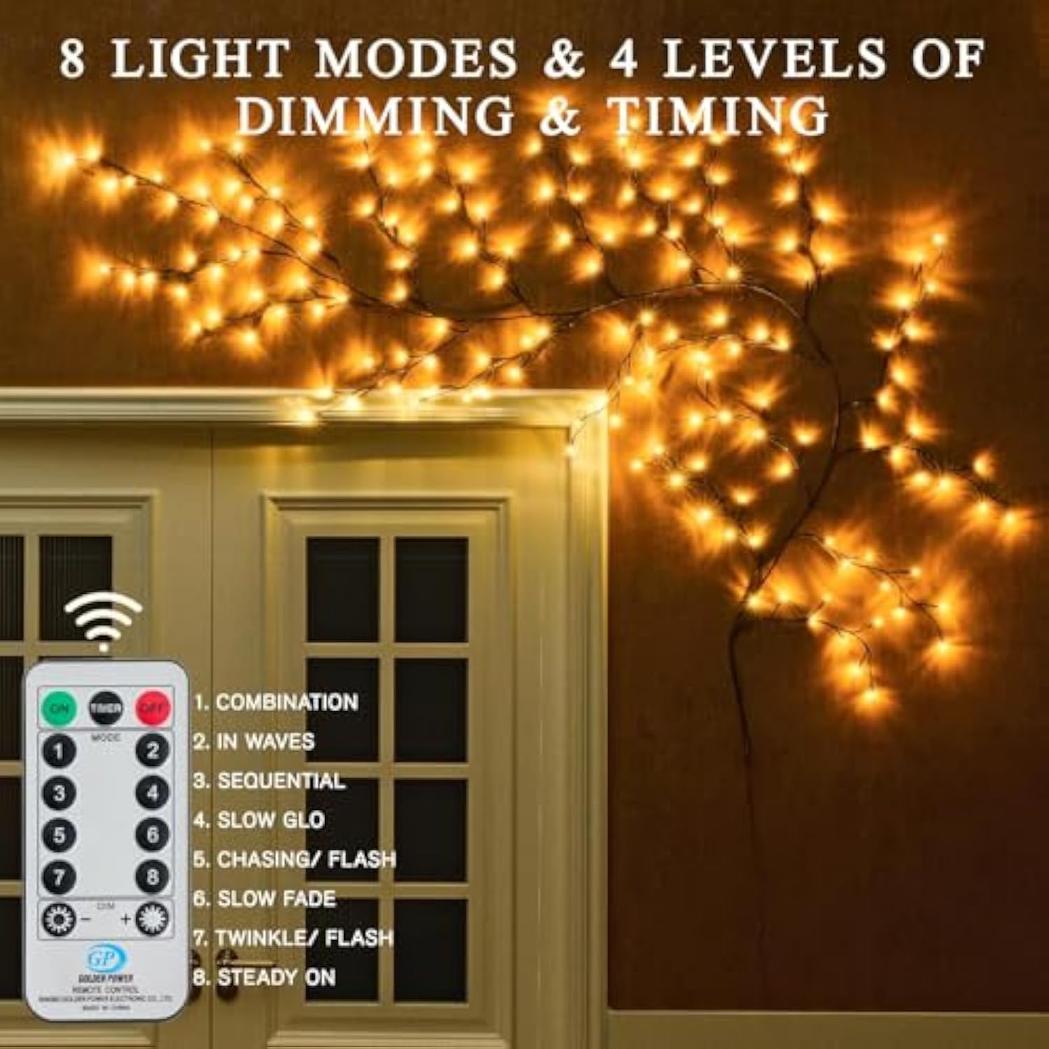Enchanted Willow Vine Lights With Remote 8 Modes, Christmas Decorations Indoor Room Decor, 9.5 Ft 160Leds Lighted Willow