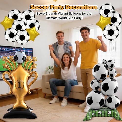 10PCS Soccer Balloons Set – Large Soccer Balloon & Trophy Balloon for Soccer Party Decorations, Birthday Supplies for Soccer Fans, 2026 Championship Decor