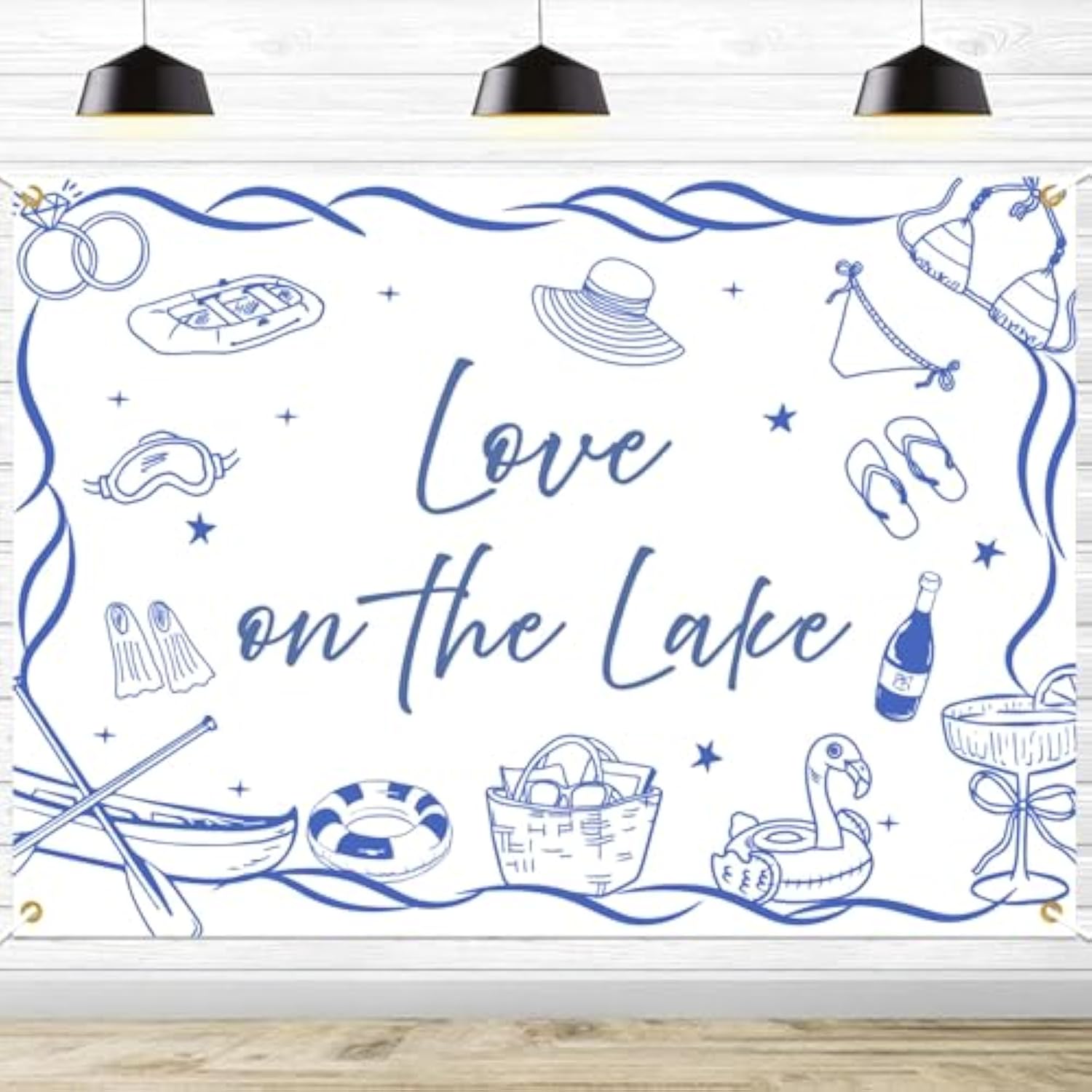Love on the Lake camping bachelorette party backdrop 7x5ft for photos
