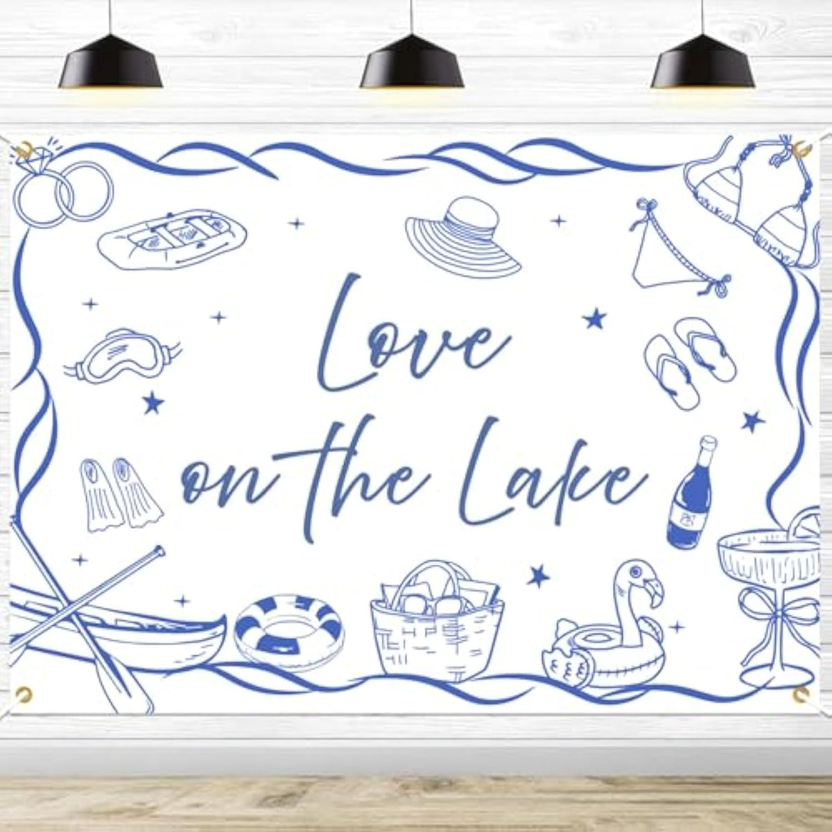 Love on the Lake camping bachelorette party backdrop 7x5ft for photos