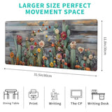 Cactus Gaming Mouse Pad,12X31.5In Non-Slip Rubber Desert Succulent Cacti Desk Mat,Large Extended Mousepad For Office Home Laptop,Mice Pads Gifts,Game Lover Deskmat Decor (Wood Pttern)