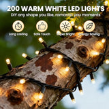 Christmas Tree Lights, 65Ft/20M 200 Led Christmas Lights Plug In, 8 Modes Waterproof Outdoor Christmas Lights For Outsid