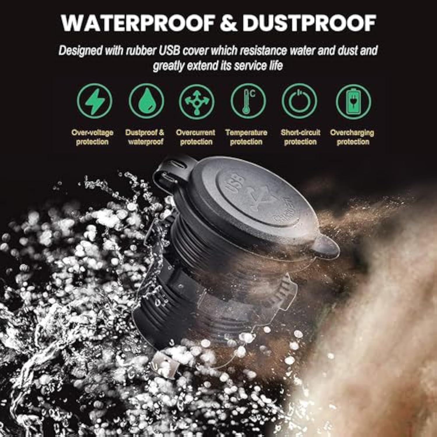 12V/24V Car Usb Charger Socket - 3 Usb Charger Socket For Car, Boat, Marine, Bus, Truck, Golf, Rv, Motorcycle And More - 1-Pack