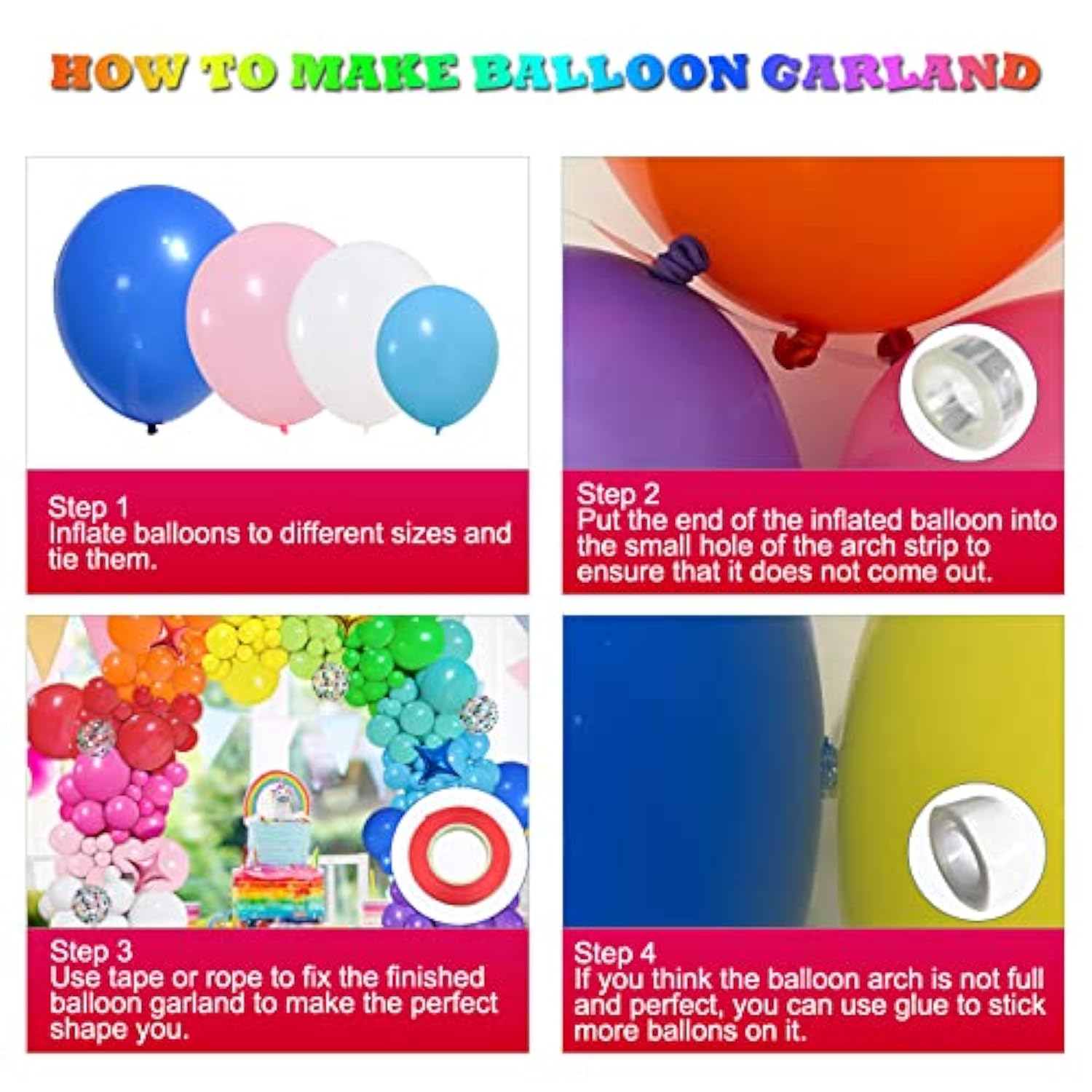 146pcs Rainbow Balloon Arch Kit – Multicolor Balloons & Star Foils for Party and Carnival Decor