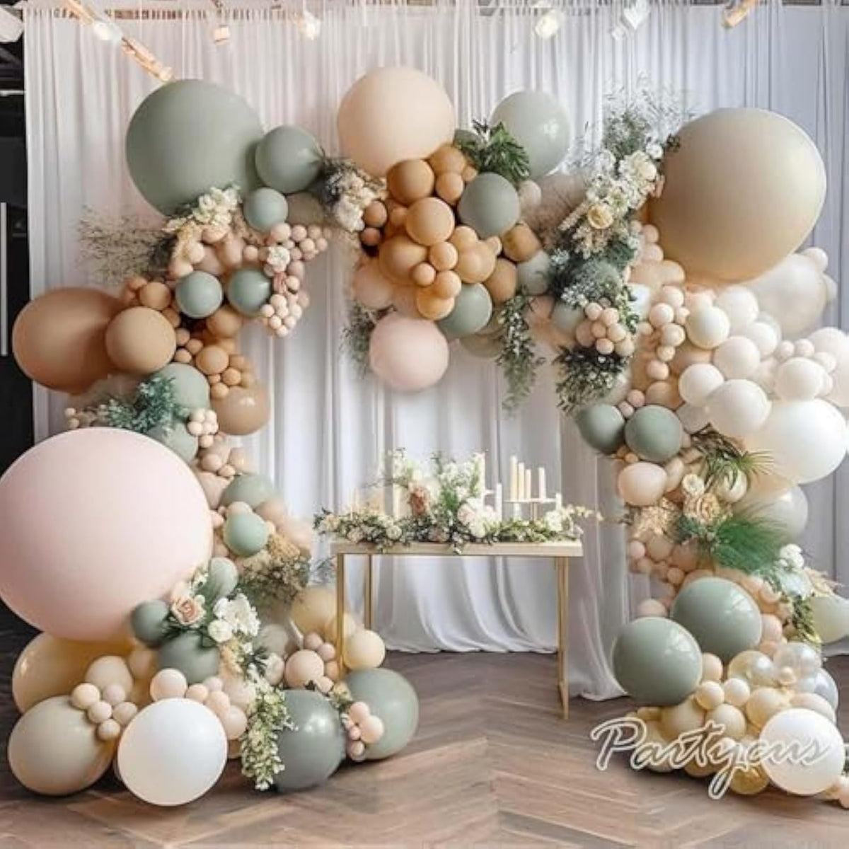 Dusty Green Nude Balloon Garland Double Stuffed Blush Brown Cream Sand White Neutral Matte Balloon Arch Kit For Baby Shower Wedding Birthday Gender Reveal Party Decoration