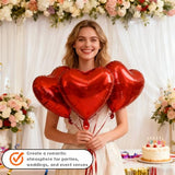 12 Pcs 18 Inch Red Heart Foil Balloons, Mylar Love Heart Helium Balloons for Wedding, Birthday Party, Valentines Day, Engagement Anniversary Party, Baby Shower Decorations