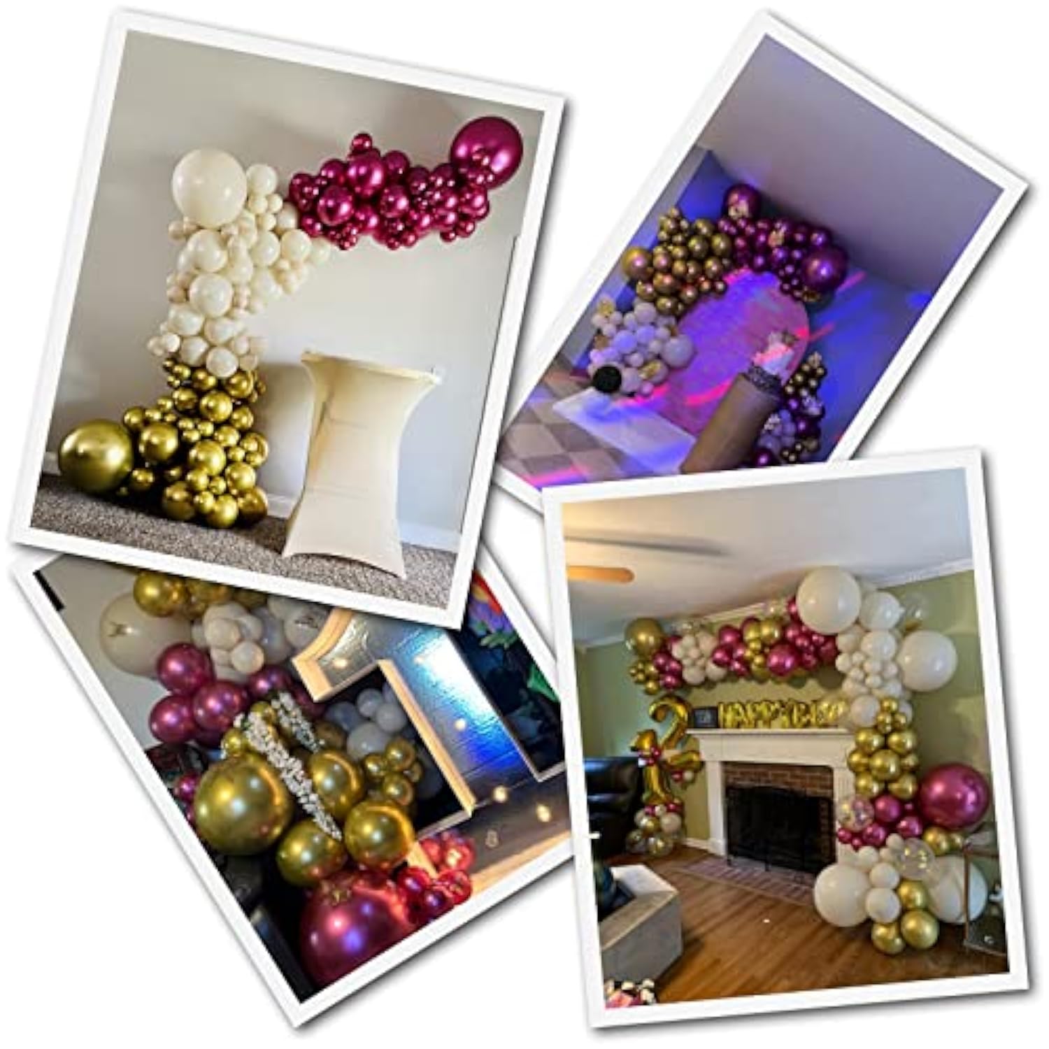 Metallic Magenta/Purple Hot Pink And Gold Balloons Garland Arch Kit, M