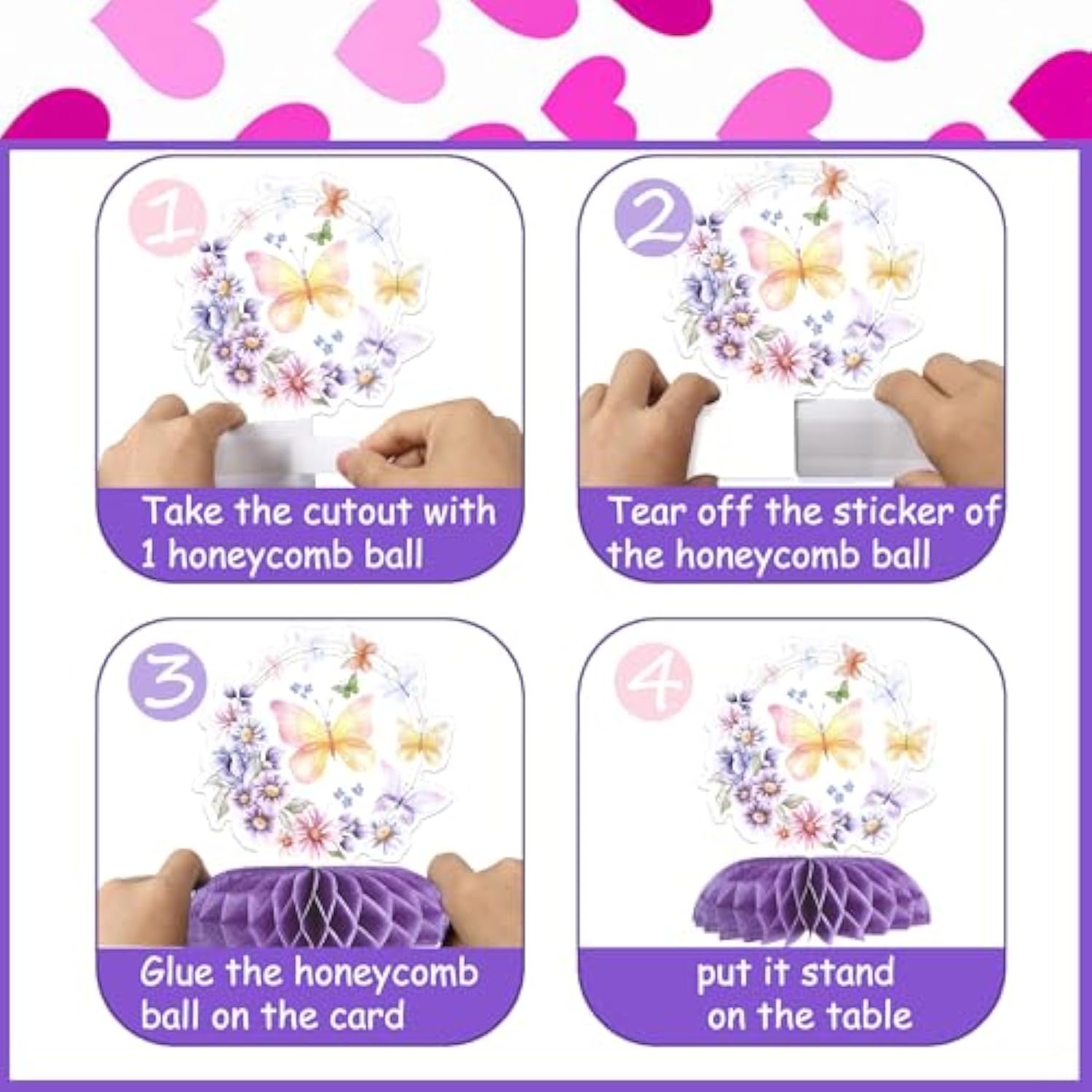 9 Pcs Butterfly Honeycomb Centerpieces Butterfly Birthday Party Decorations For Tables Spring Flowers Honeycomb Table Centerpieces For Spring Theme Baby Shower Wedding Birthday Party Supplies