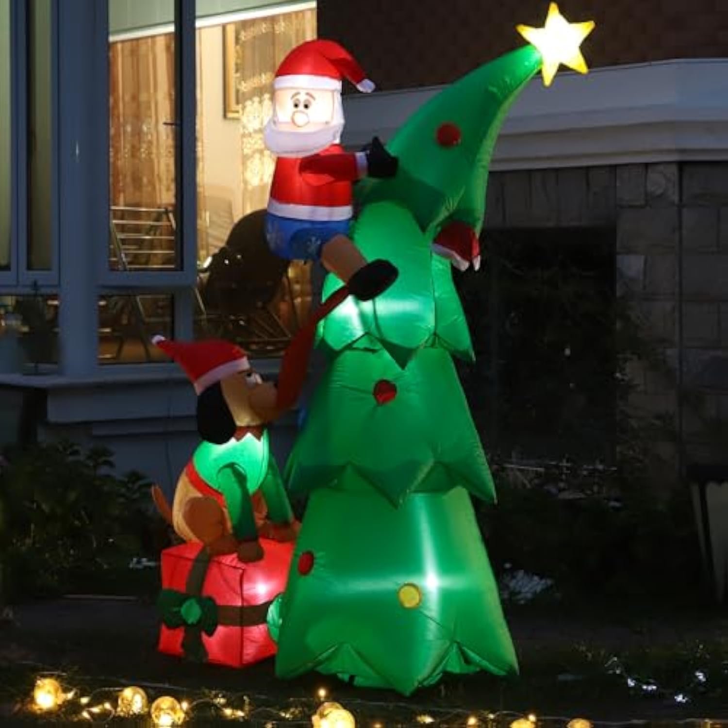 7 Ft Christmas Inflatable Decorations - Outdoor Inflatables With Santa Claus Christmas Tree And Dog- Party Decoration Fo