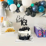 “Bruh I’m 16” Black Glitter Cake Topper — Funny 16th Birthday Party Decor