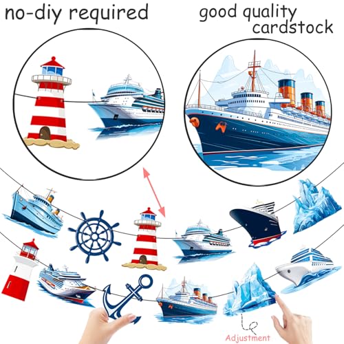 Cruise Ship Party Banner 3PCS Nautical Ship Lighthouse Party Decorations Ocean Anchor Cutout Banner for Navigation Sailor Theme Birthday Baby Shower Supplies