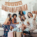 2 Pcs Boho Burlap Banner Baby Shower Decorations Set Include Rustic Gift Banner Decor Bunting Sign Bunting Gifts Sign Burlap Lace Tassel Garland Rag Garland Tie For Party Wedding Bridal Farmhouse