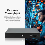 Intellinet 16 Port Gigabit Ethernet Switch 10 / 100 / 1000 Mbps Unmanaged,Metal Housing, Fanless Quiet, Long Distance, Vlan & Extend Mode For Computer Desktop Networking-3 Yr Mfg 561815