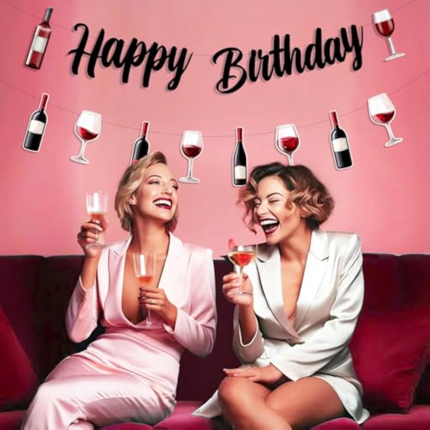 Wine Tasting Birthday Party Decoration, Red Wine Theme Banner Garland Happy Birthday Banner Goblet Garland Diy Required Craft For Wine Tasting Vino Before Vows Birthday Party Decoration